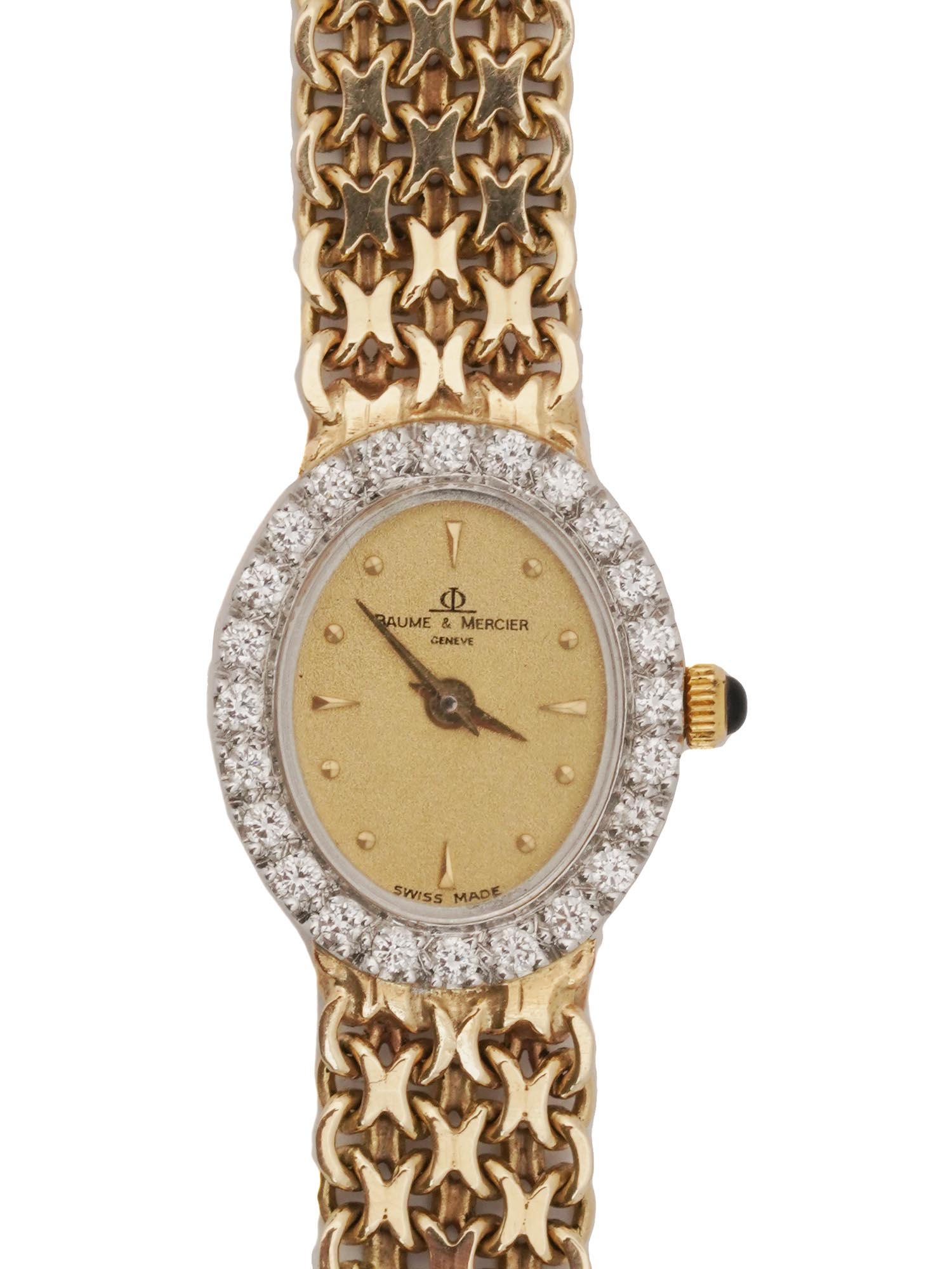 BAUME ET MERCIER 14K GOLD AND DIAMOND WRIST WATCH PIC-2